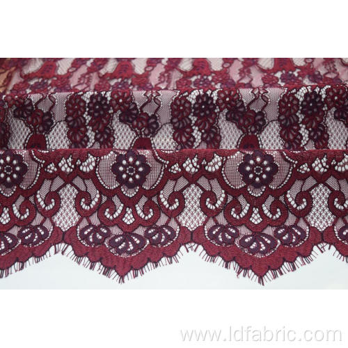 Nylon Cotton Rayon Wine Sophia Panel Lace Fabric